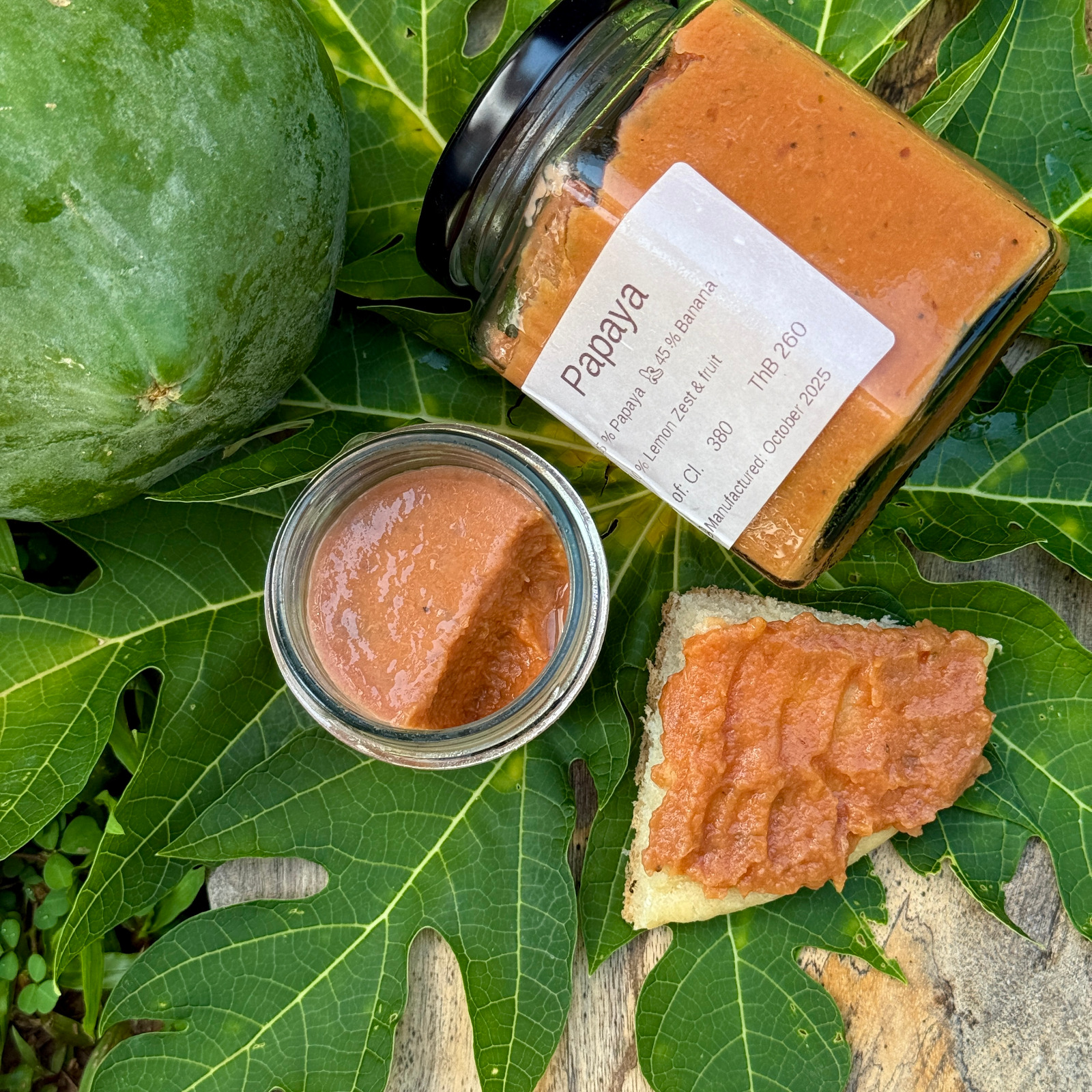 Jar of handmade papaya jam